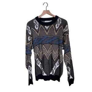 VINTAGE SWEATER GRAPHIX grandpa style acrylic old school crewneck L